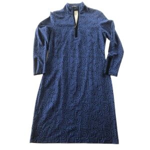 J. MCLAUGHLIN Ponte Stretch Bedford 1/2 Zip Geometric Print Dress Size L